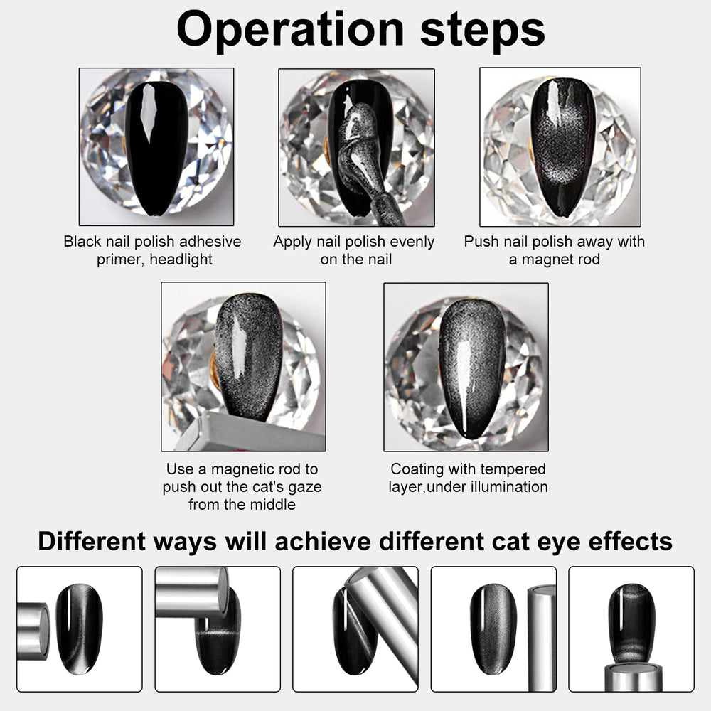 vnjaoi herramienta magnética para uñas, permite lograr efecto ojo de gato en segundos.