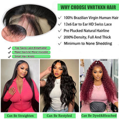 Vnrtkkn cabello virgen brasileño encaje frente, transición natural