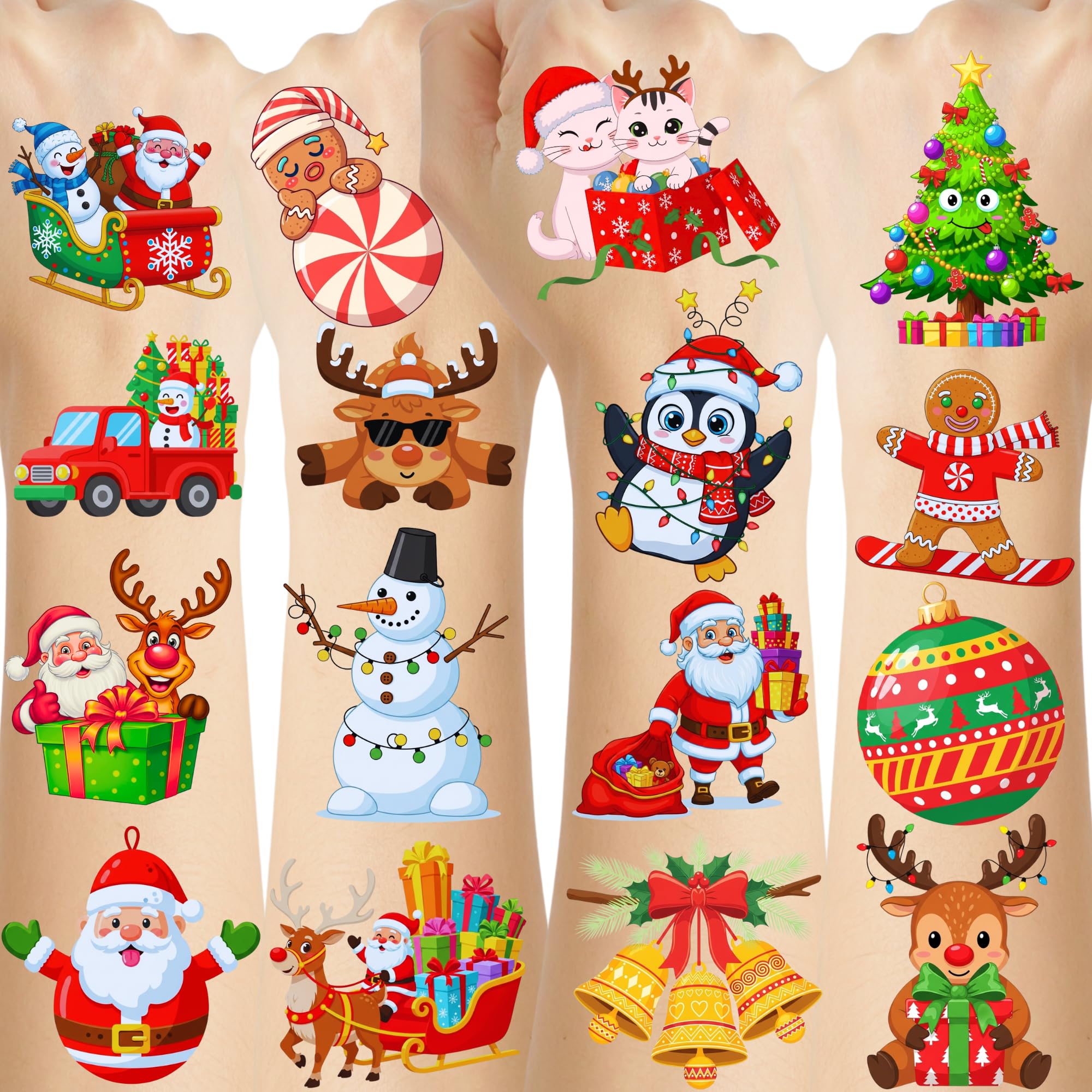 Tatuajes VNXCRAFTIES con Santa Claus para decorar fiestas navideñas.