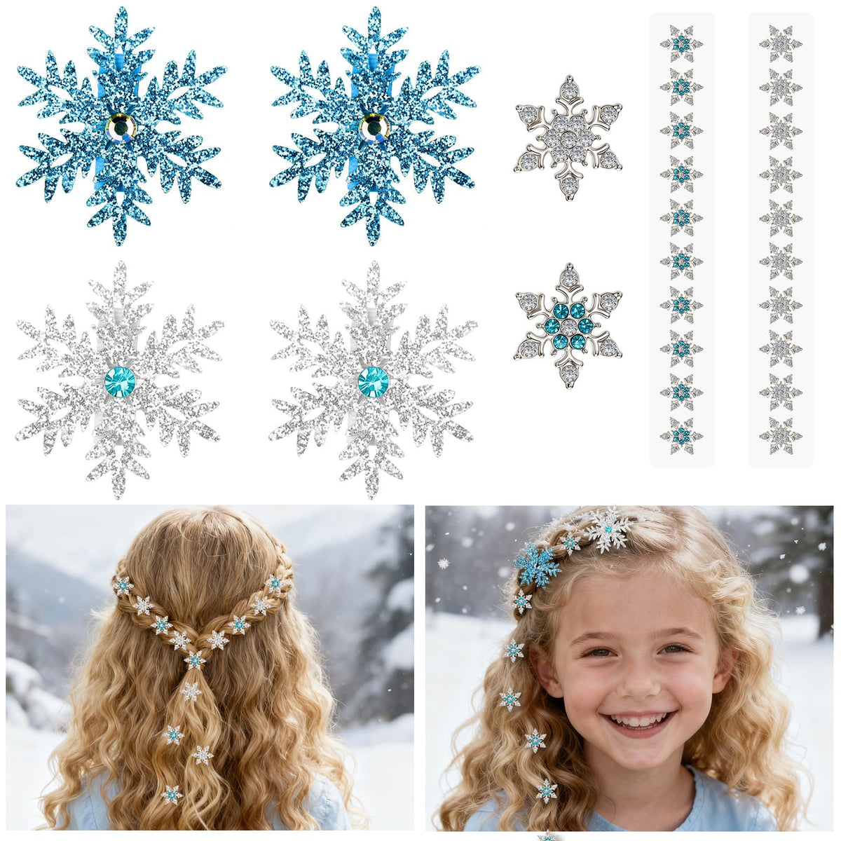 Vodolo pinza copo de nieve blanco grande para peinado elegante.