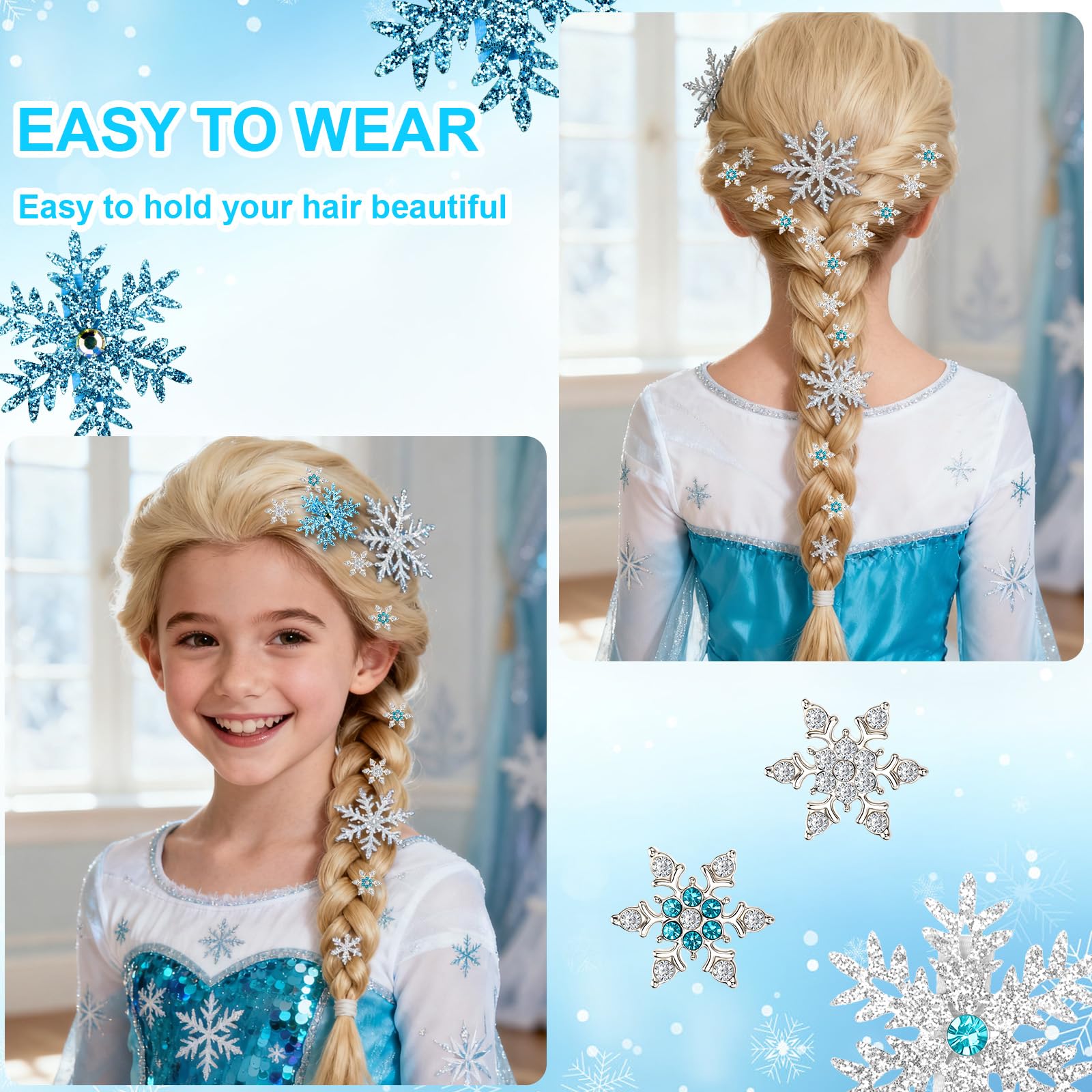 Vodolo pinza copo de nieve con cristales brillantes para eventos.