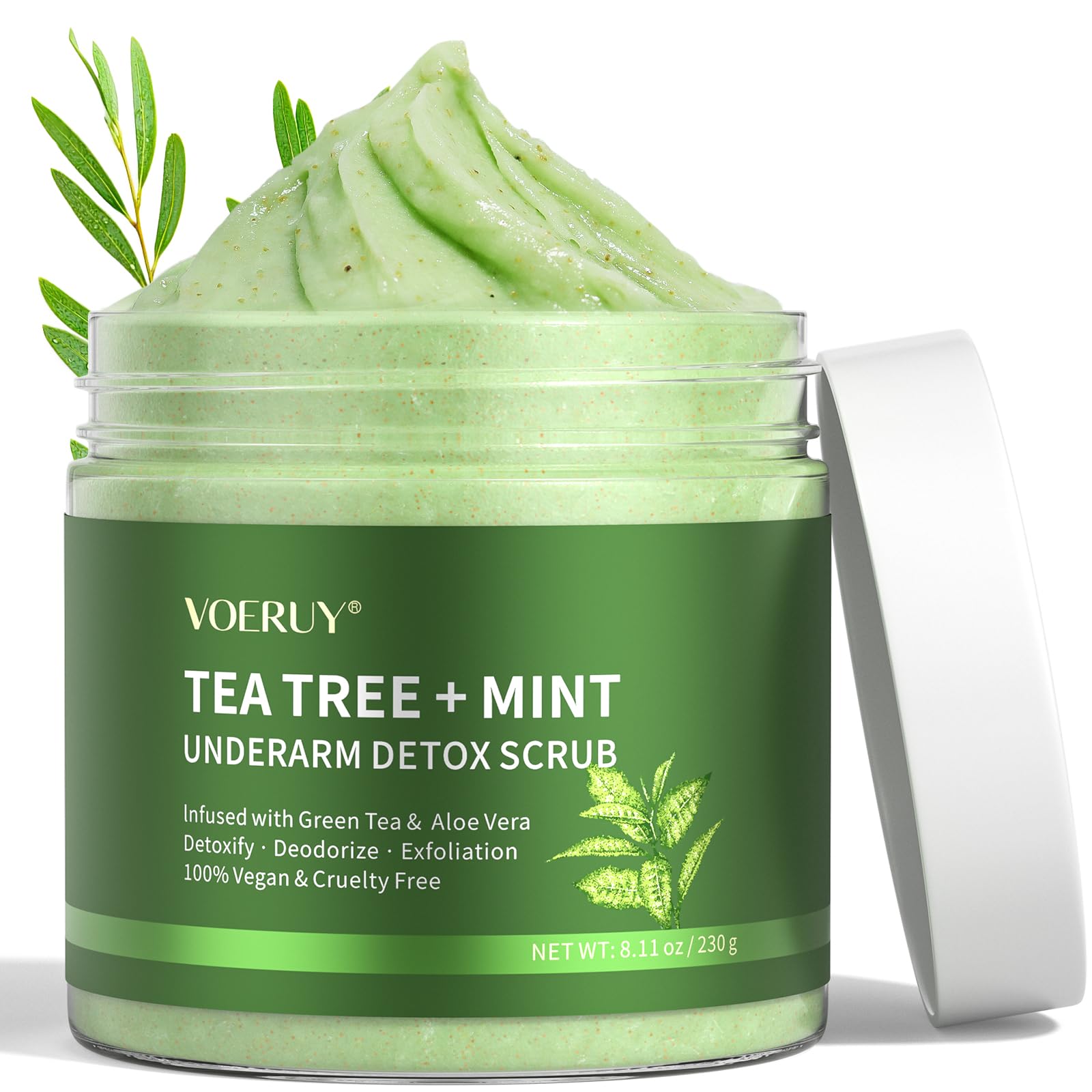 VOERUY Exfoliante de axilas detox con árbol de té y menta, suaviza la piel.
