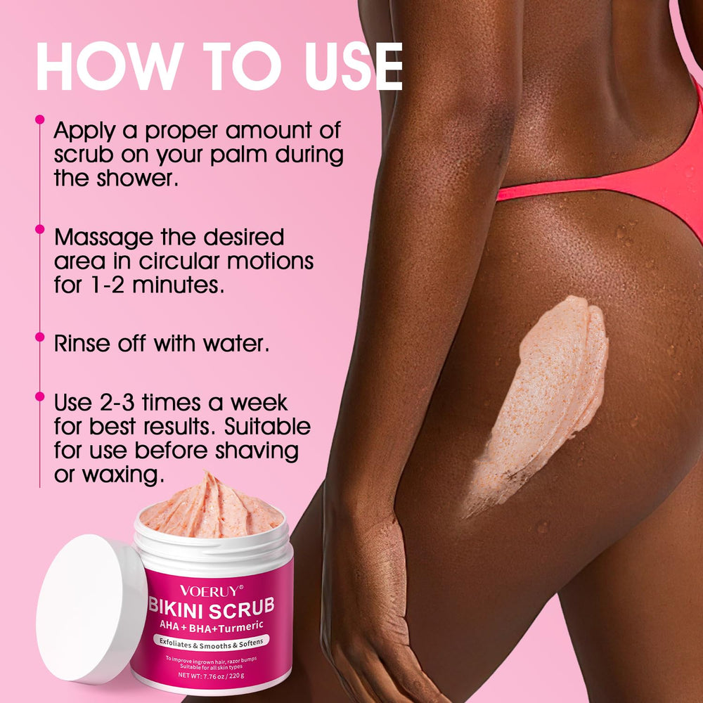 VOERUY multiáreas, exfoliante seguro para caderas, muslos y axilas.