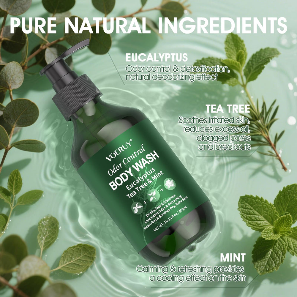 VOERUY gel ducha desodorante aloe y té verde calma la piel seca.