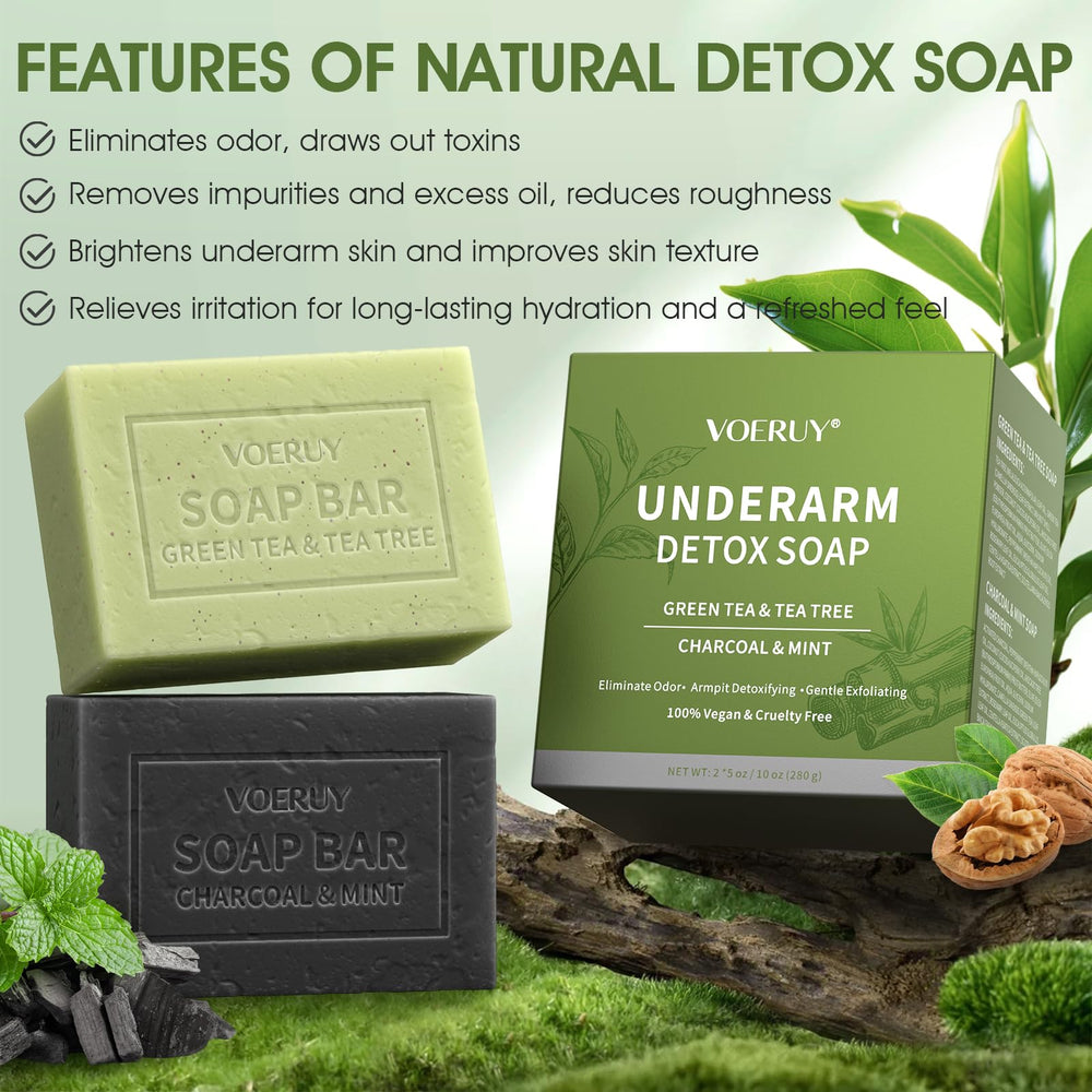 VOERUY jabón detox té verde y árbol de te para piel equilibrada.