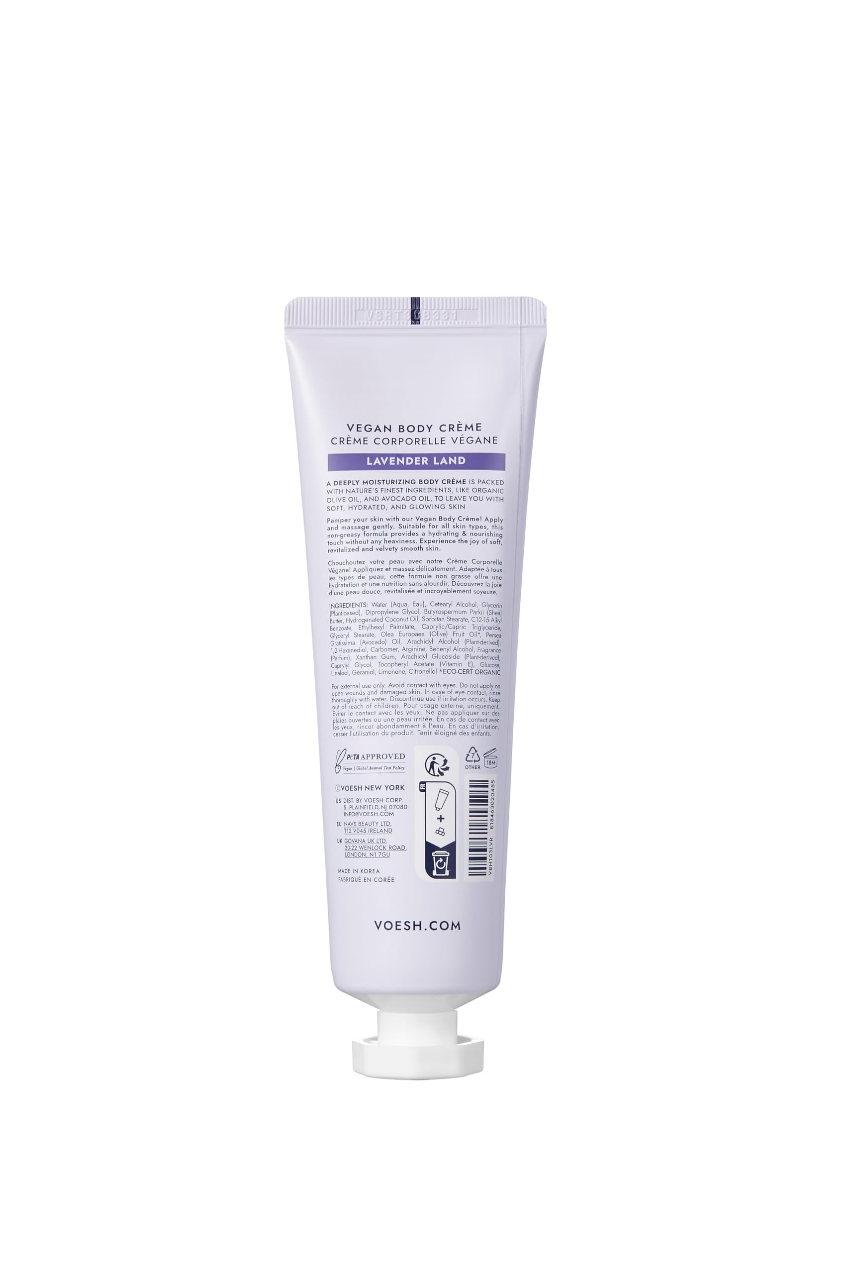 VOESH crema vegana Velvet Luxe, hidratación diaria para cuerpo y manos.