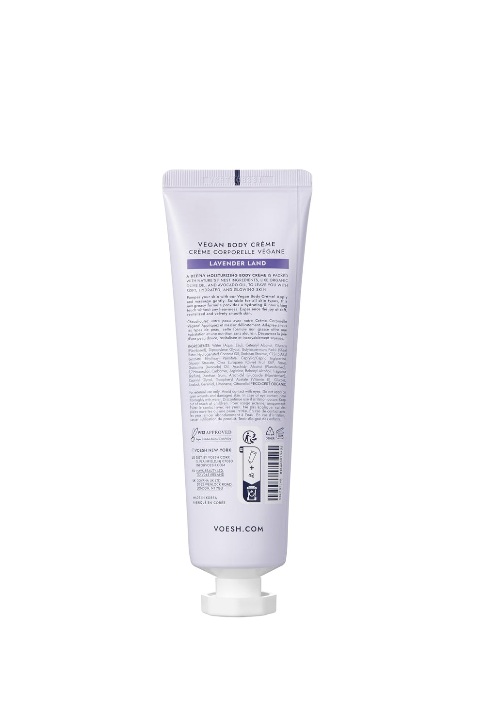 VOESH crema vegana Velvet Luxe, hidratación diaria para cuerpo y manos.