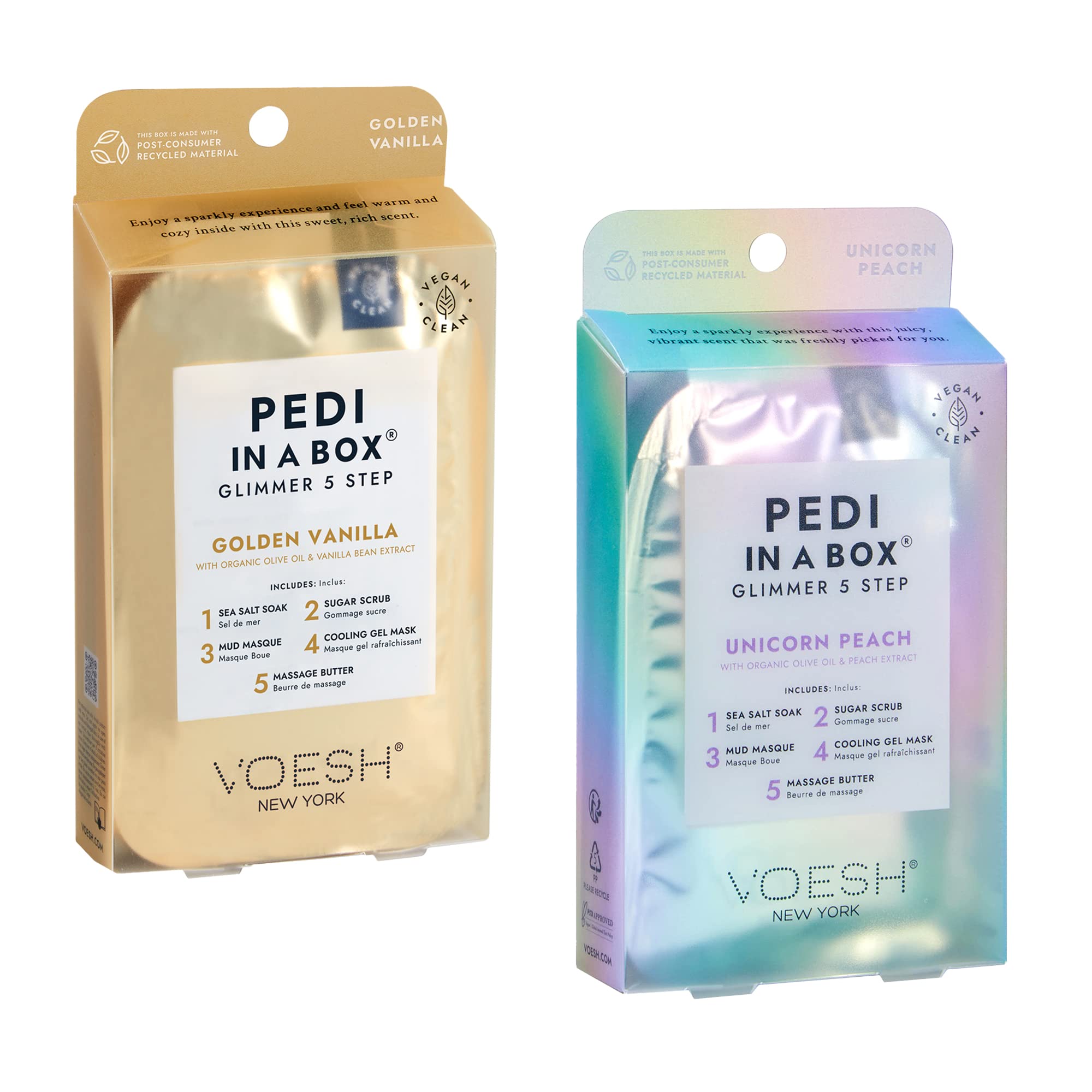 VOESH Pedi en una Caja Glimmer: presentación del kit para pedicure en casa.