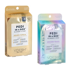 VOESH Pedi en una Caja Glimmer: presentación del kit para pedicure en casa.