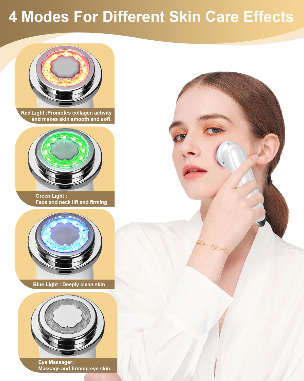 VoFel masajes faciales 4 en 1 con luz roja para estimular la actividad de colágeno.