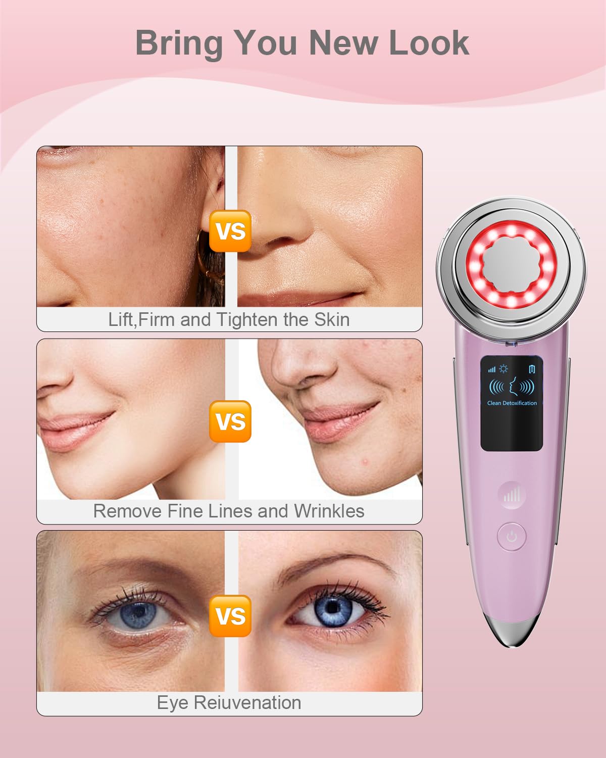 VOFEL Masseur Visage 4 en 1 Mode Yeux: massage cible autour du regard