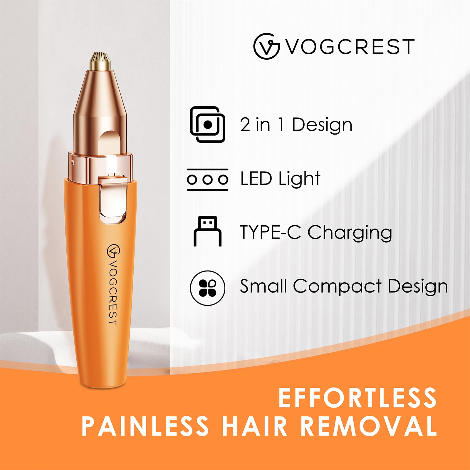 VG VOGCREST afilador facial con luz integrada para ver cada detalle.