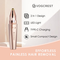Luz LED integrada para precisión en el recorte facial con VG VOGCREST.