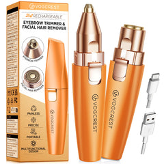 VG VOGCREST recortador cejas 2 en 1 con luz LED para acabado preciso.