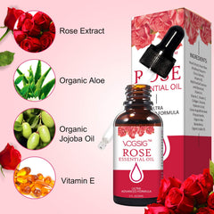 VOGSIG Aceite Esencial de Rosa 30ml, aplicación en piel para hidratación suave