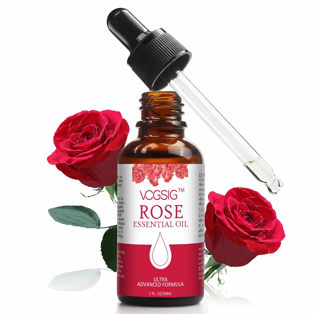 VOGSIG Aceite Esencial de Rosa 30ml, envase elegante para aromaterapia