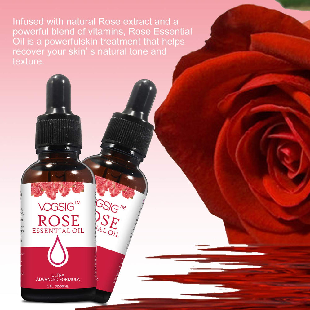 VOGSIG Aceite Esencial de Rosa 30ml, uso facial para tonificación y elasticidad