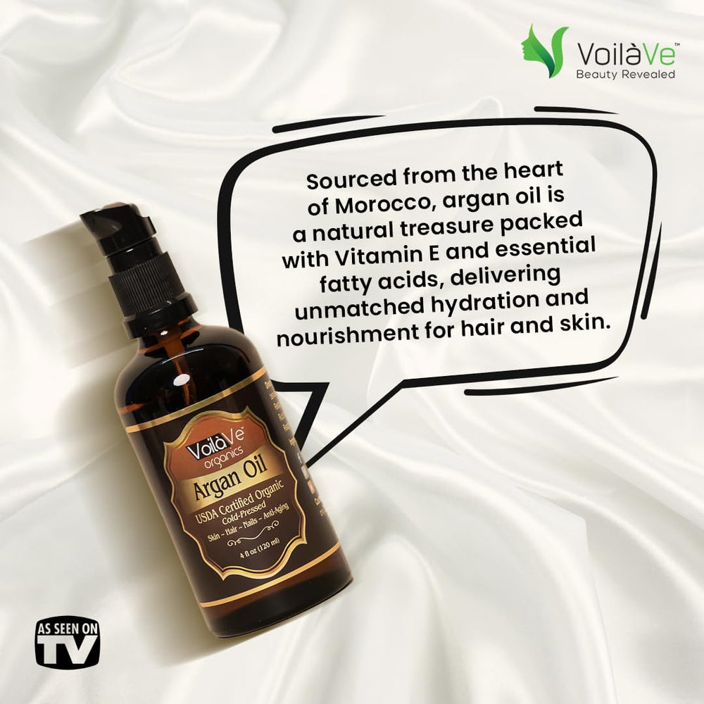 VoilaVe Aceite de Argán de 4 oz, absorción rápida para piel.