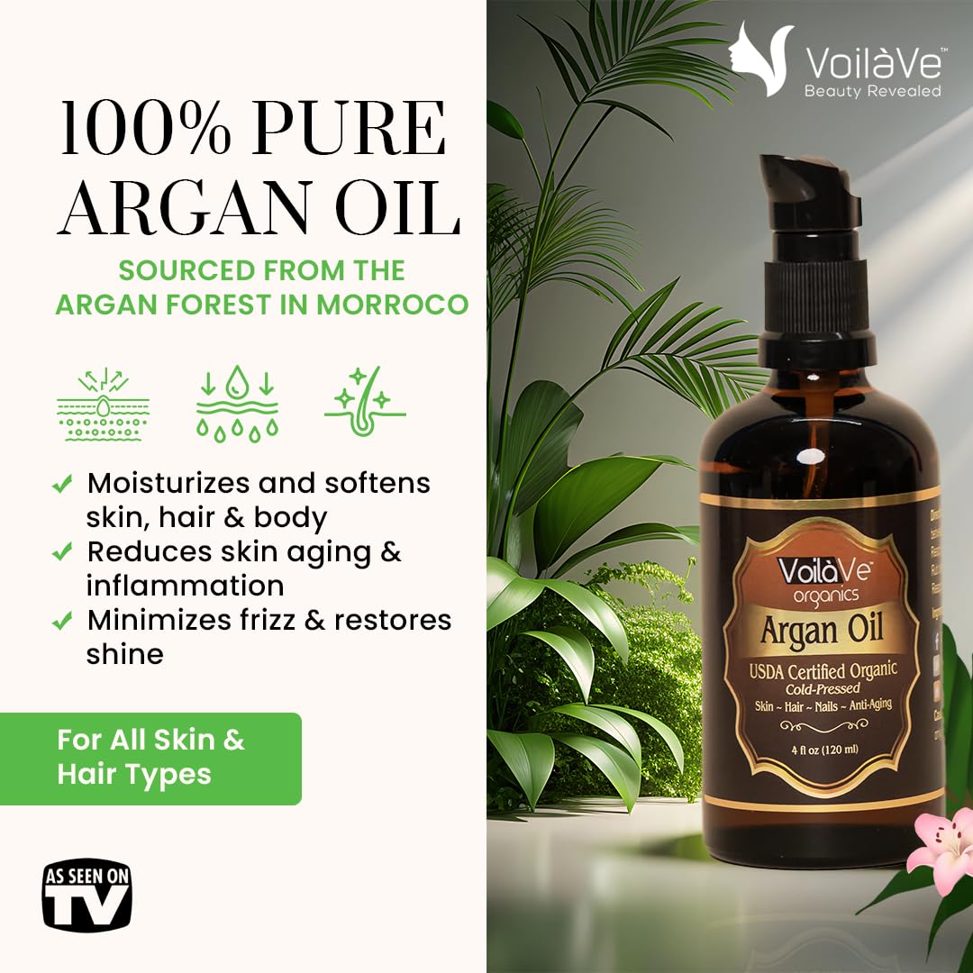 VoilaVe Aceite de Argán para cabello con brillo y suavidad.