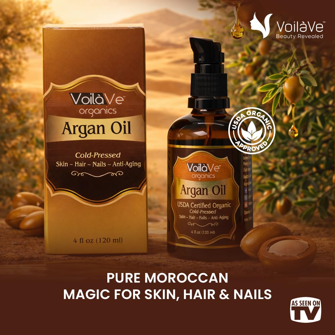 VoilaVe Aceite de Argán certificado USDA, 100% puro y natural.