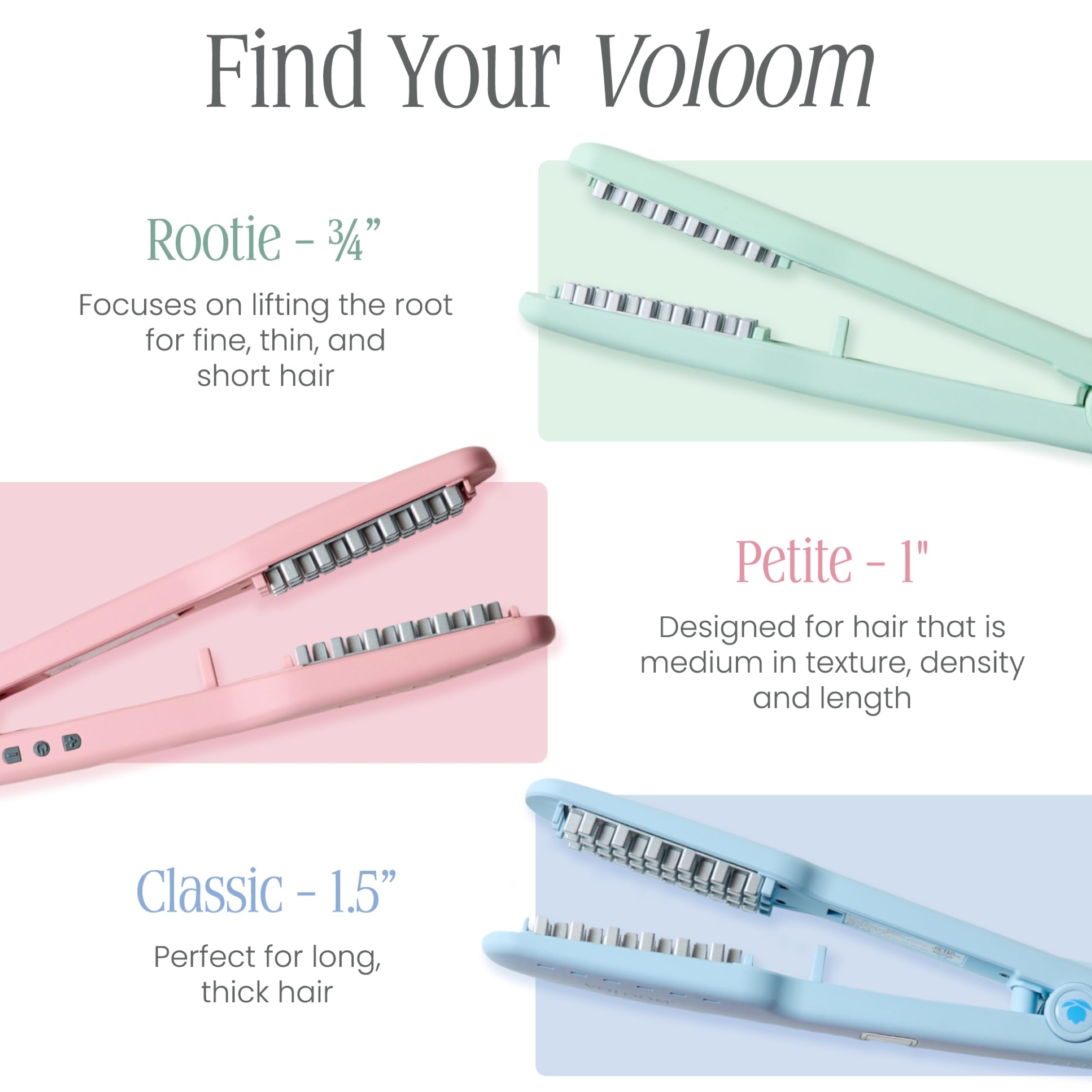 VOLOOM Rootie ideal para cabello fino, creando volumen en las raíces.