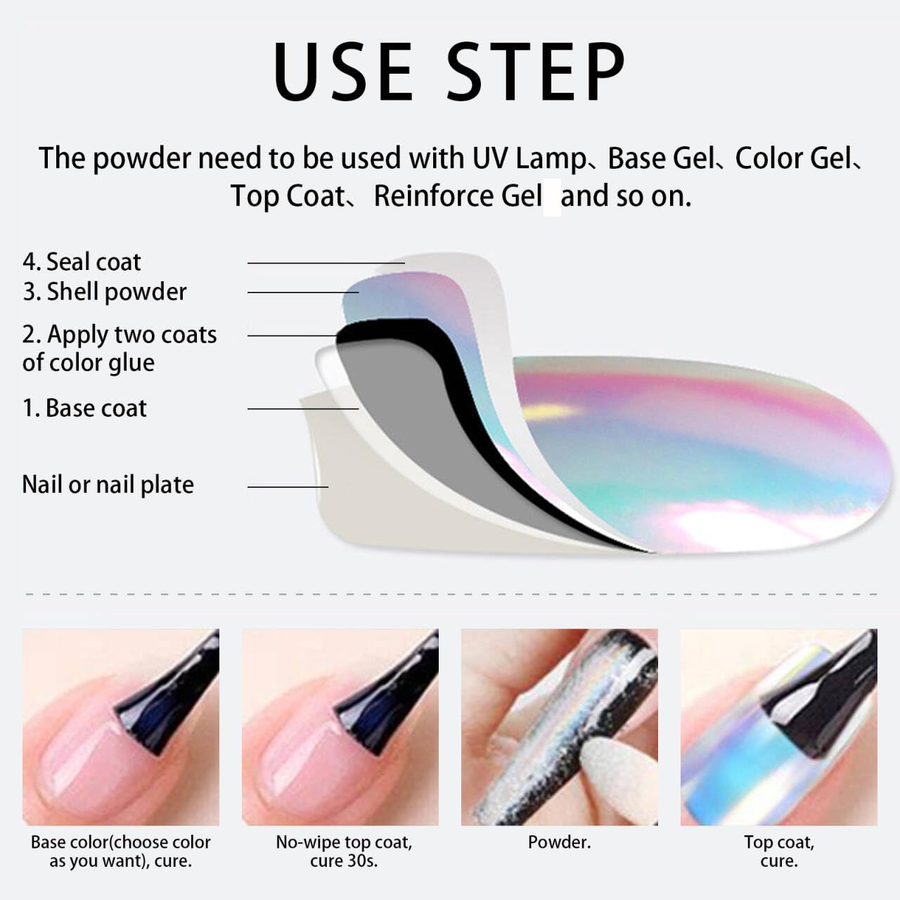 Efecto aurora Vonrui para uñas, brillo multicolor