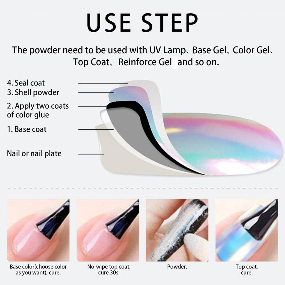 Efecto aurora Vonrui para uñas, brillo multicolor