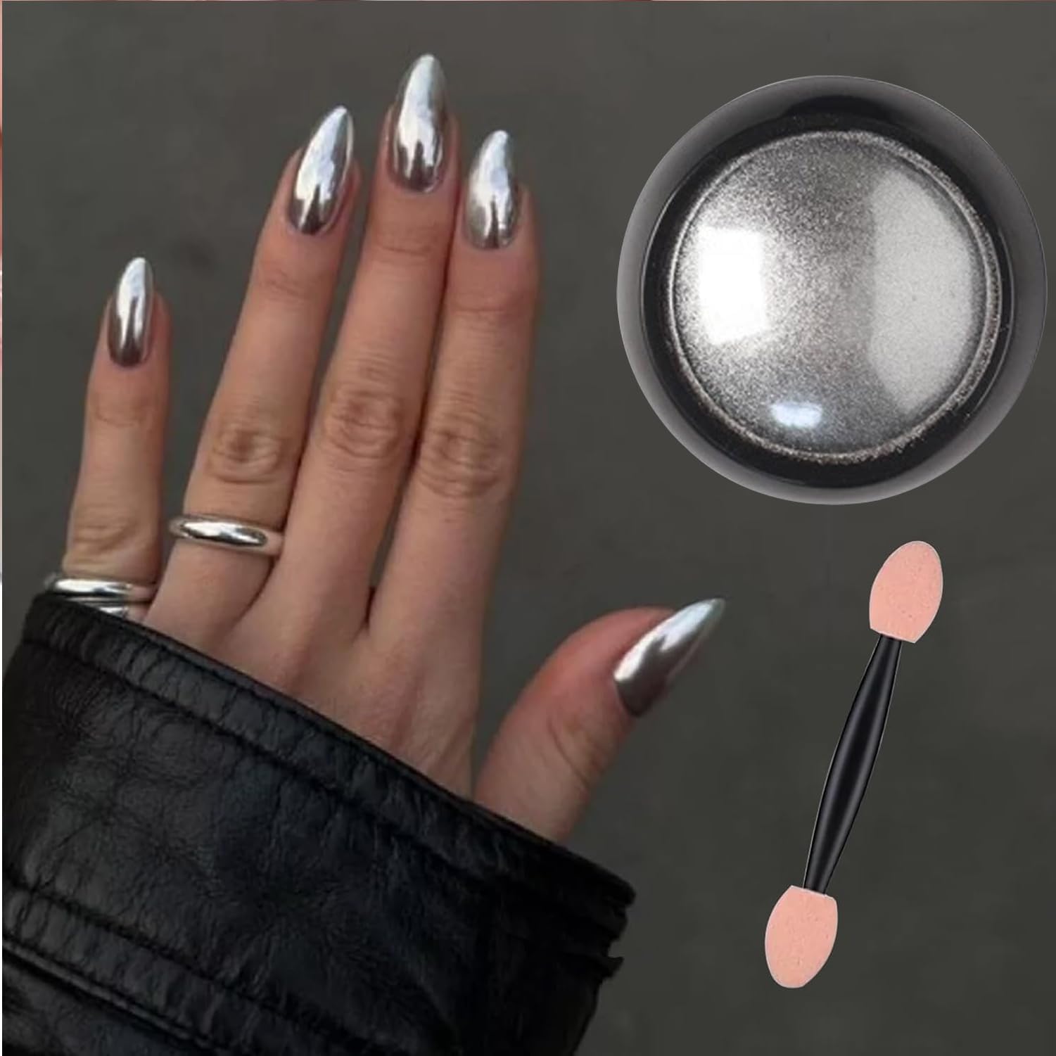 Vonrui polvo cromo plata, efecto espejo para uñas con gel UV.