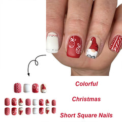 Conjunto Vopintpy de uñas postizas, gnome navideño, ideal para bricolaje en casa.