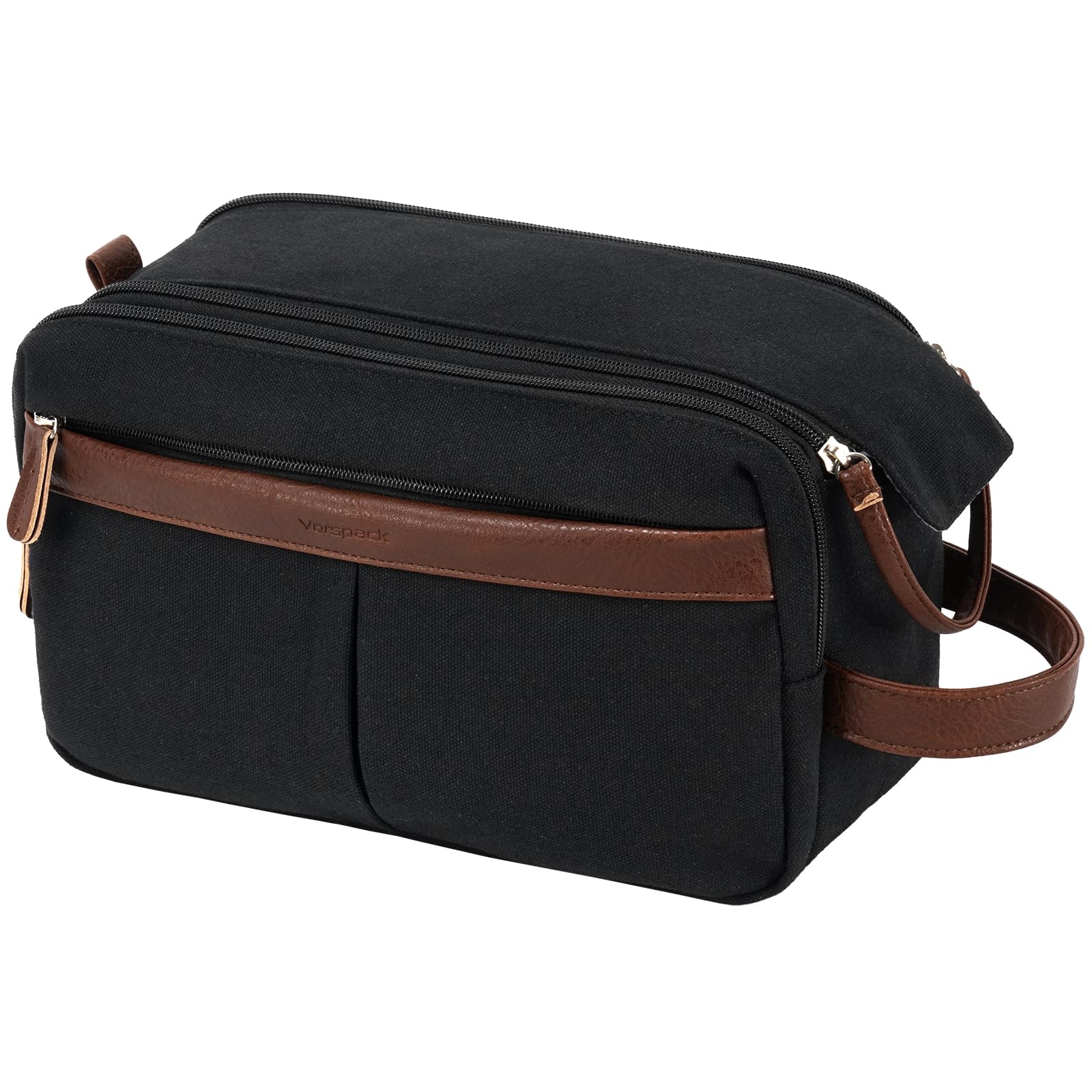 Vorspack bolso de aseo canvas grande, vista frontal, gran capacidad para viaje diario.