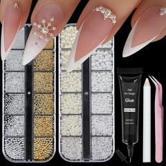 VOTACOS perlas para uñas, dos estilos, ideal para diseños variados.