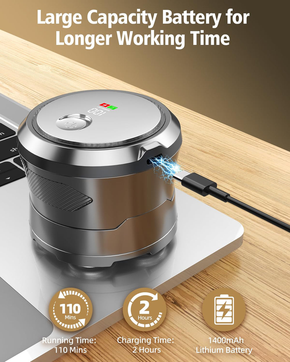 VOVO Carga USB-C para recargas rápidas.