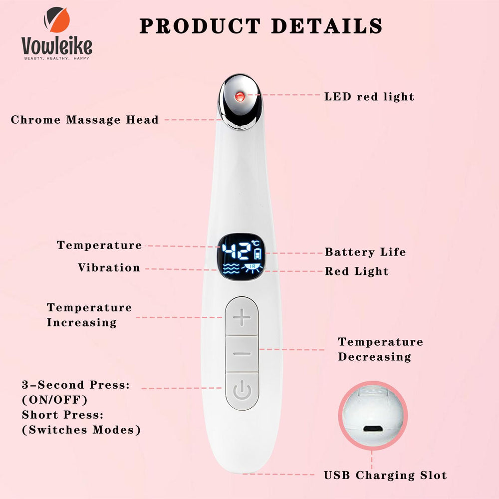 Masaje ocular de Vowleike con vibración suave para alivio.