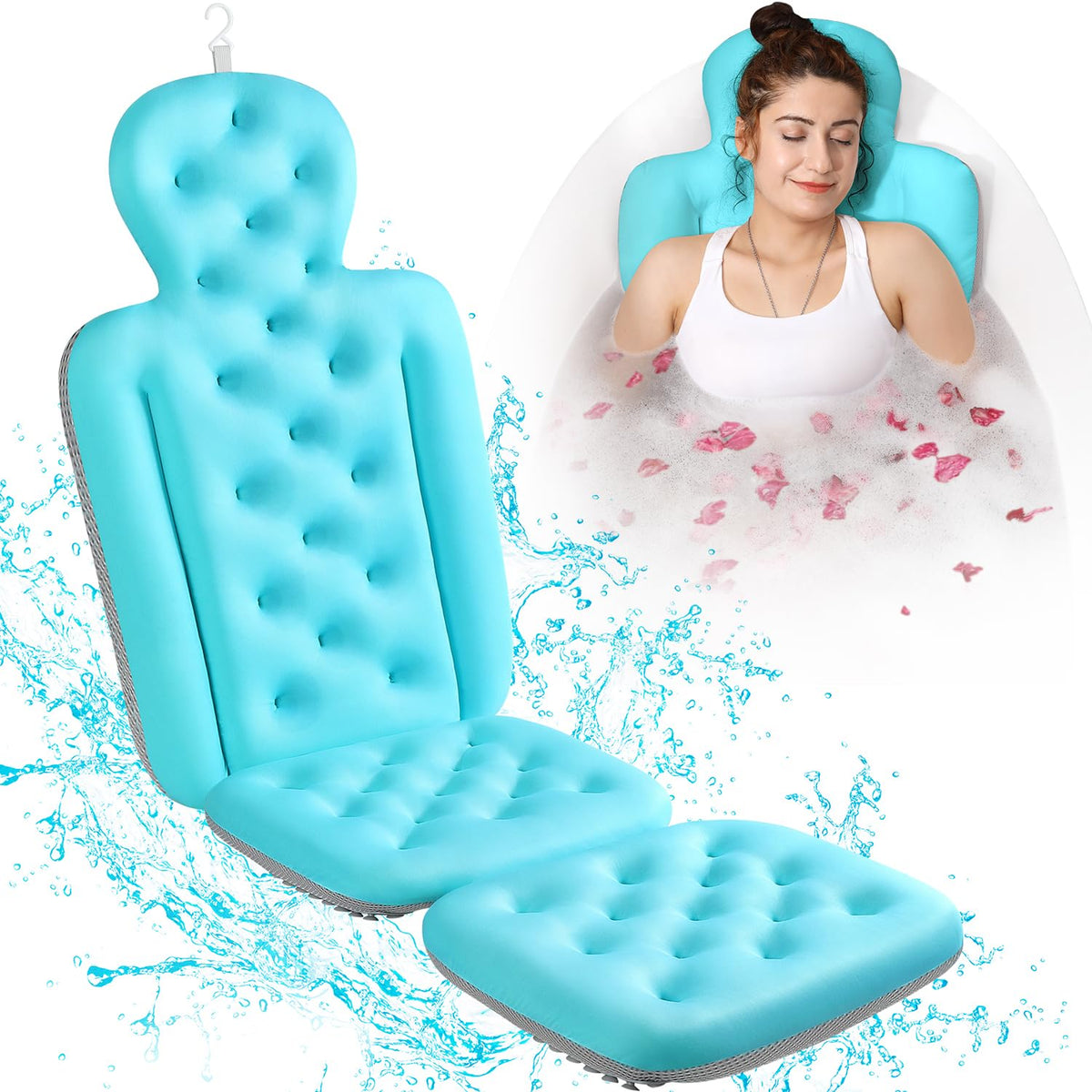 VOXOR cojin baño cuerpo completo azul para cuello y espalda.