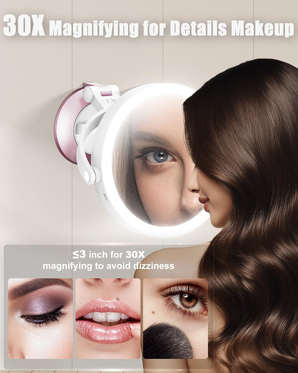 VPU espejo de maquillaje doble cara con iluminación para ver detalles