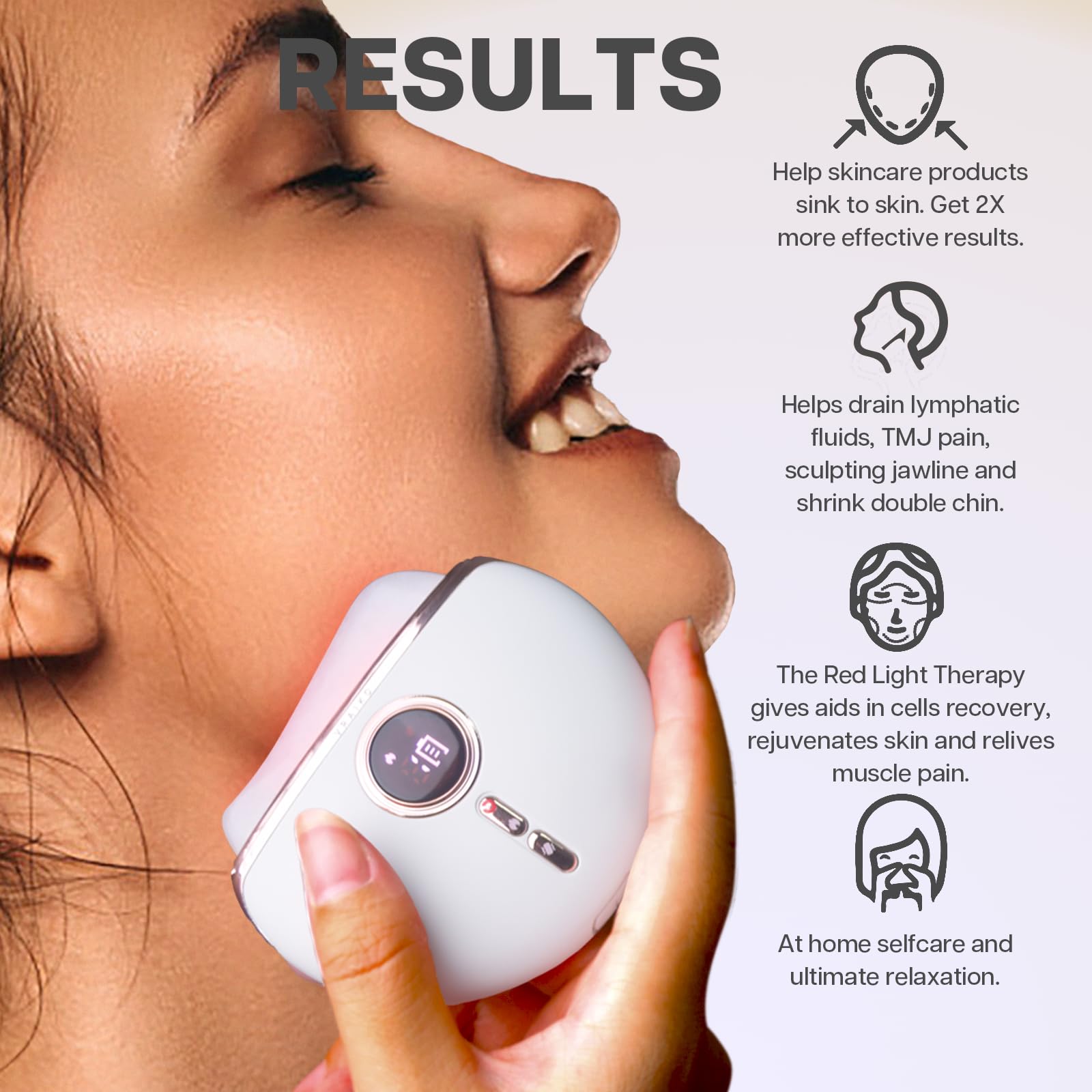 Calentamiento rápido de la Aurora para sesiones de masaje facial relajantes.