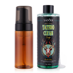 Jabón verde VRAIKO SADOER en botella con espuma para tatuajes.