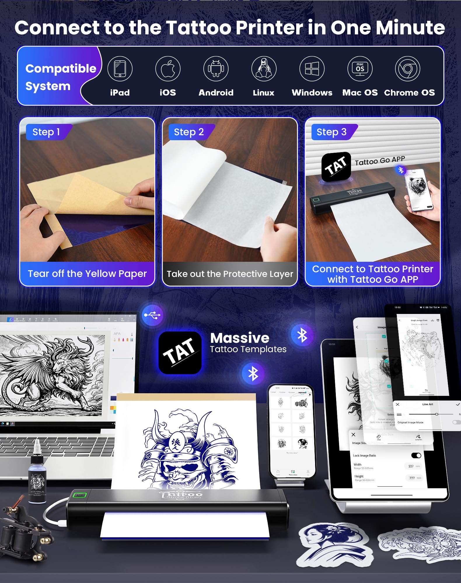 vretti P84 app Tattoo Go, facilita imprimir diseños directamente desde el teléfono.