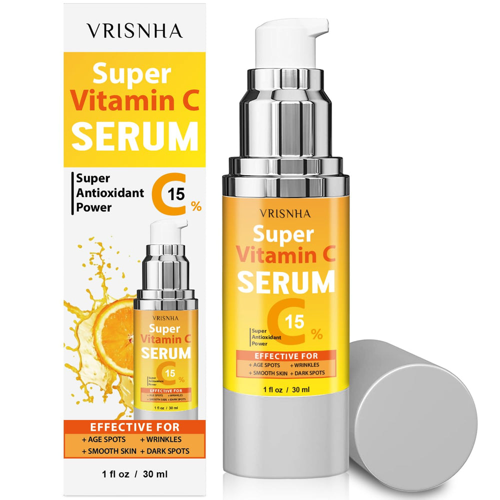 VRISNHA suero Vitamina C botella: hidratación profunda para piel suave y radiante