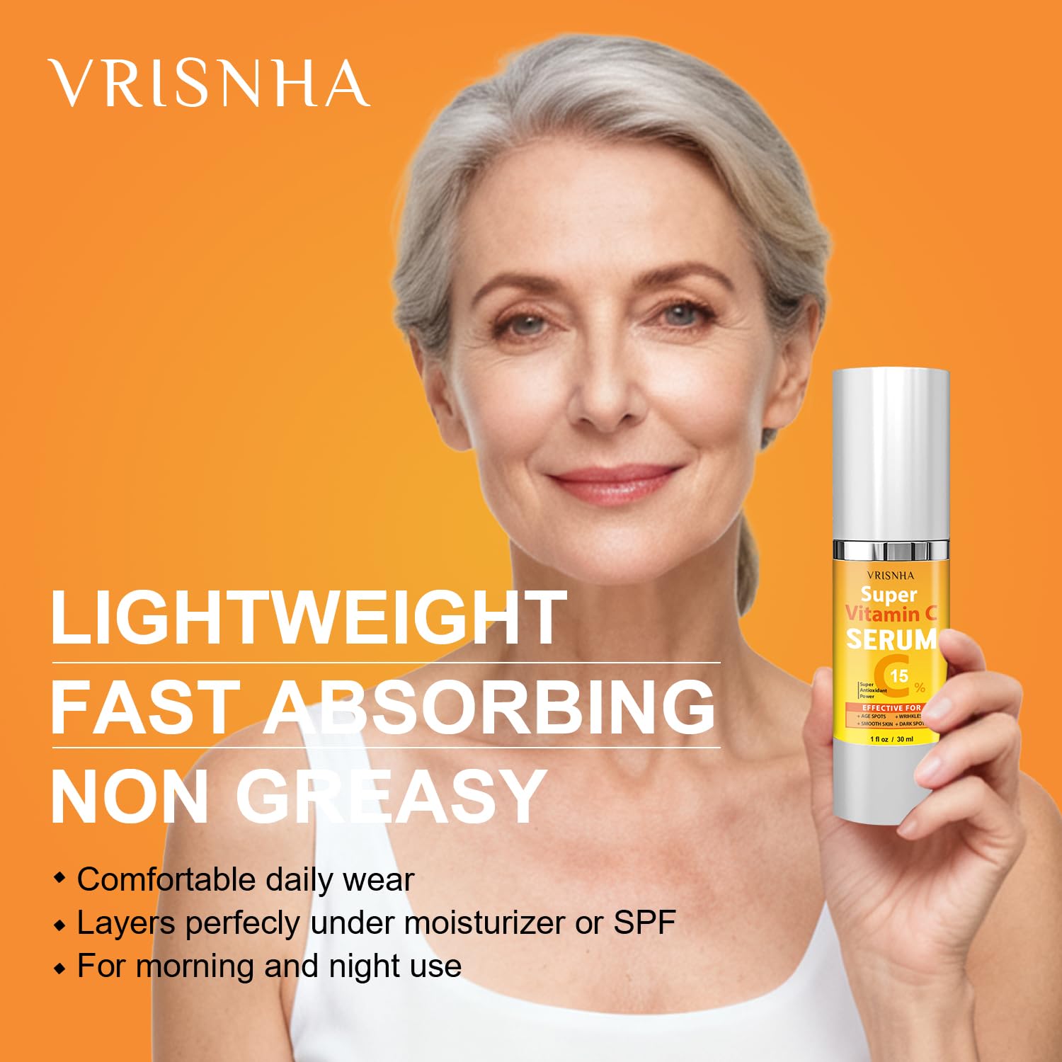 VRISNHA suero Vitamina C aplicación diaria para rutina de cuidado