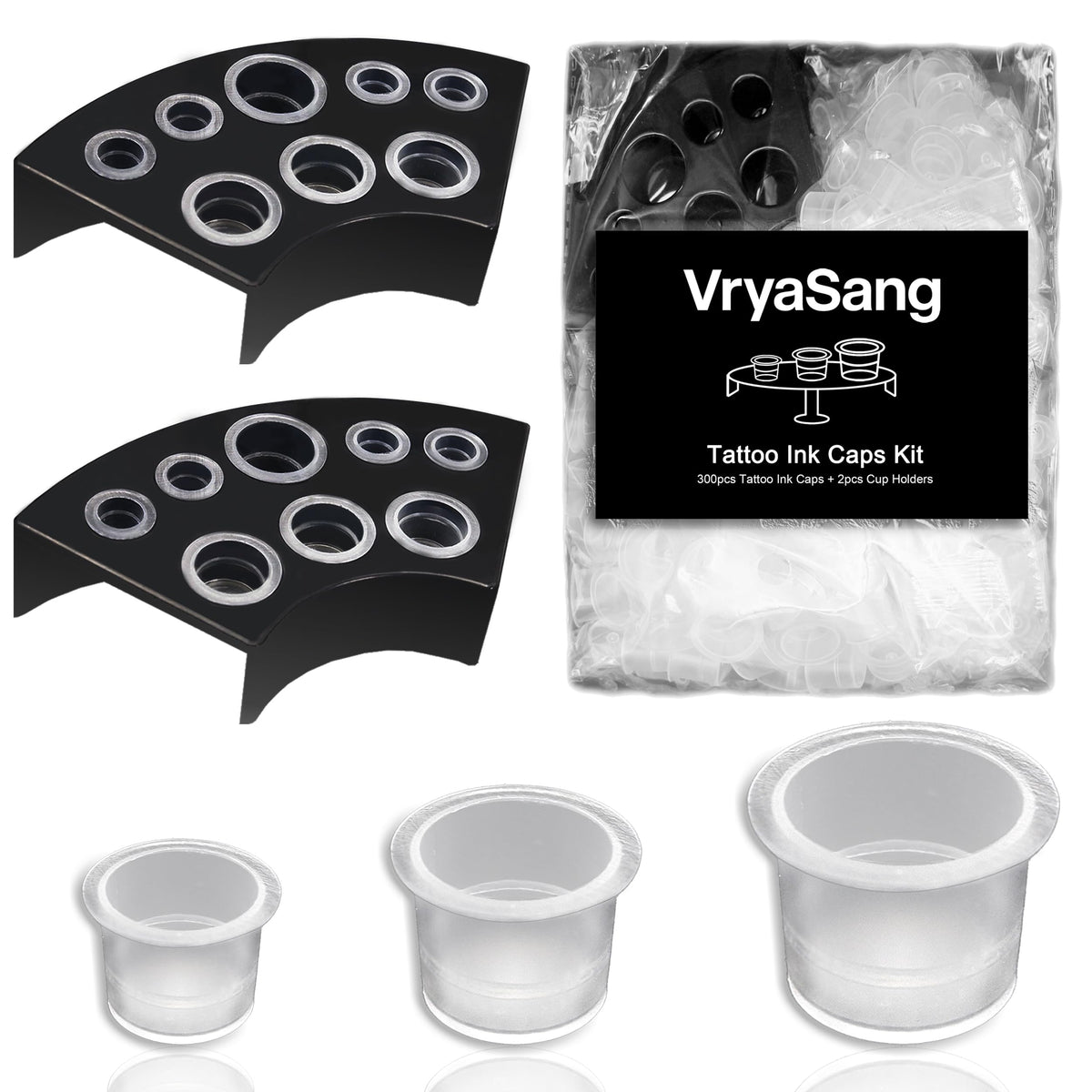 VryaSang kit completo con dos porta-tapas para organización.