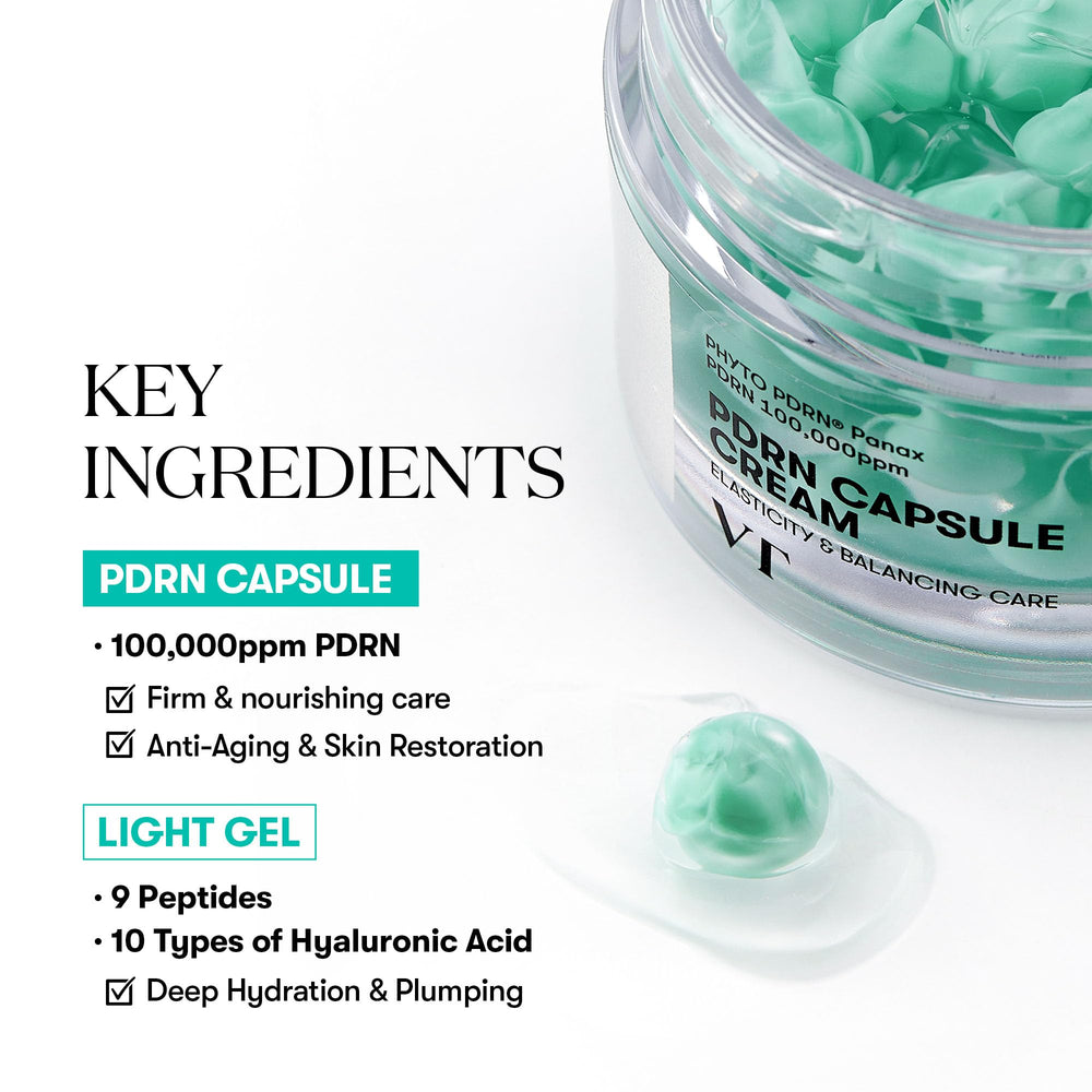 VT COSMETICS Cápsulas PDRN en gel ligero de absorción rápida.