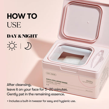 VT COSMETICS CICA Collagen Daily Mask hydrates skin with hyaluronic acid deep into layers.