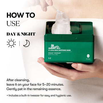 VT COSMETICS CICA Daily Soothing Mask fits busy mornings for fast, light hydration.