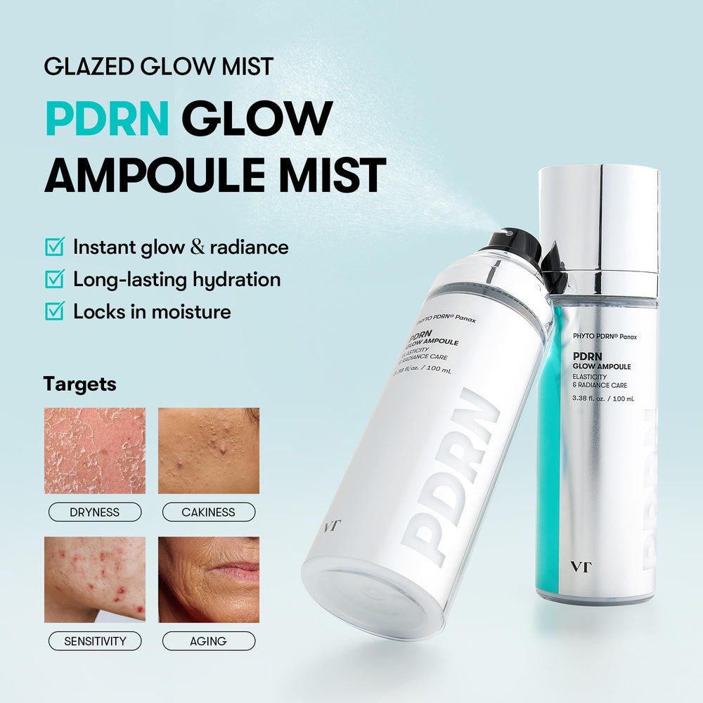 VT COSMETICS PDRN Glow Ampoule, niebla facial: refresca la piel y aporta luminosidad.