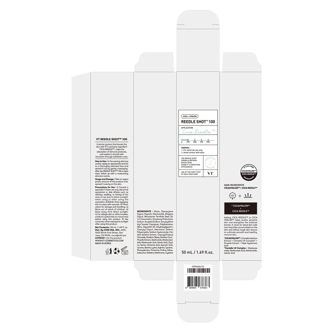VT COSMETICS Reedle Shot 100: precauciones simples y prueba de parche antes de usar