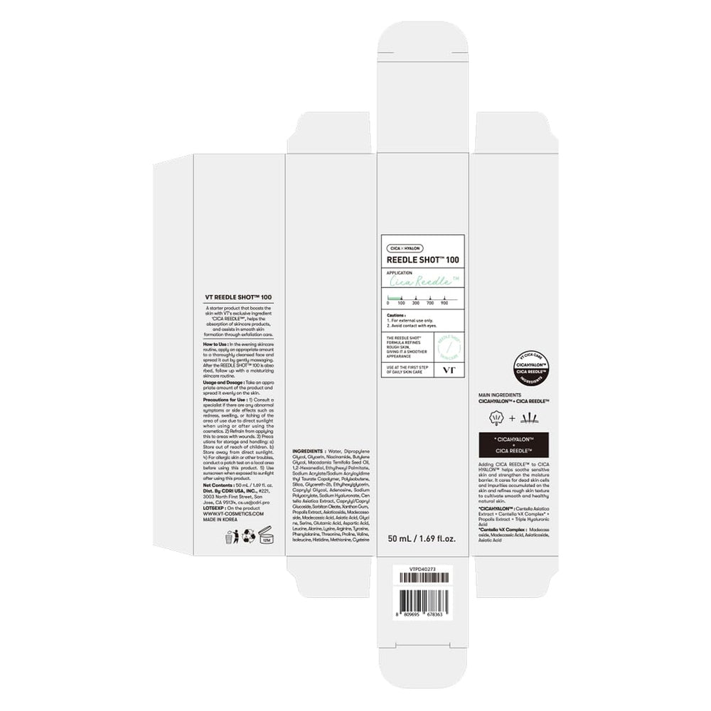 VT COSMETICS Reedle Shot 100: precauciones simples y prueba de parche antes de usar