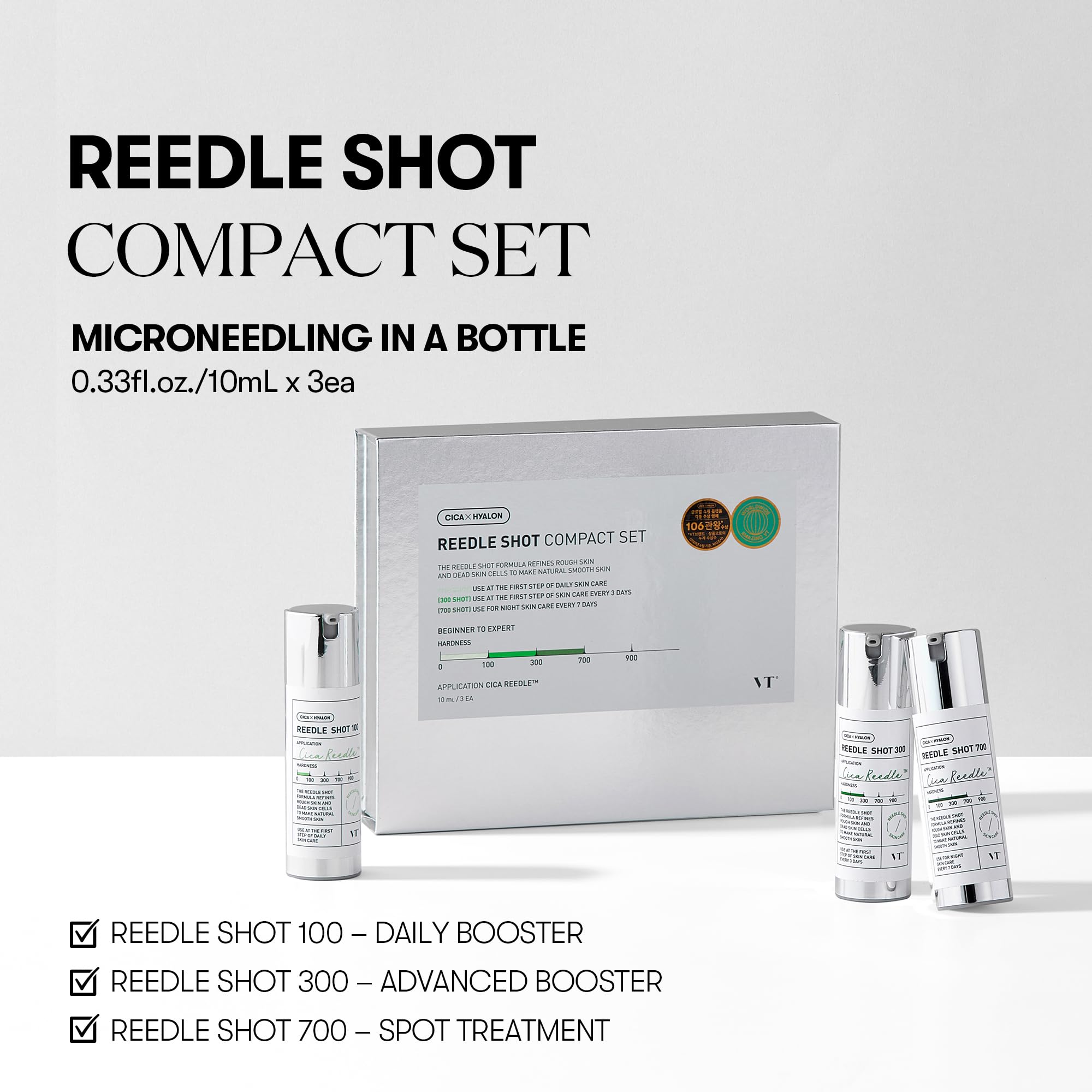 VT COSMETICS Reedle Shot 300 frasco para absorción profunda de activos.