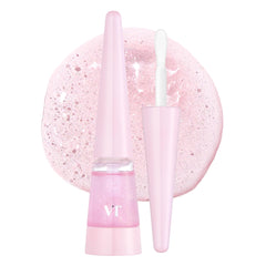 VT COSMETICS Reedle Shot Lip Plumper Twinkle bottle highlights pink glitter for a fuller, radiant look.