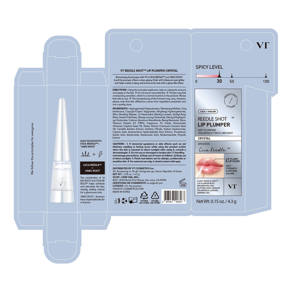 VT COSMETICS Reedle Shot Lip Plumper perfecto para uso diario con resultado sutil.